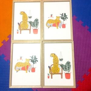 4 pieces cheeta wall decor